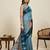 Blue zari work silk blend saree with blouse