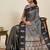 Black zari work silk blend saree with blouse