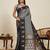 Black zari work silk blend saree with blouse