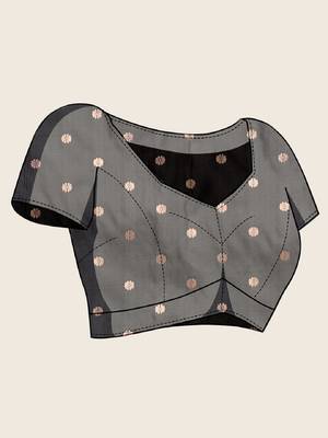 Black zari work silk blend saree with blouse 5