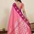 Rani pink zari work silk blend saree with blouse