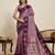 Wine zari work silk blend saree with blouse