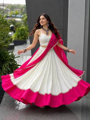 Pink White Navratri Lehenga Choli With Dupatta 1