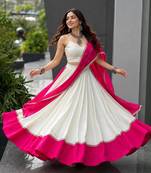 Pink White Navratri Lehenga Choli With Dupatta