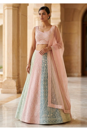 Multicolor Thread Sequin Georgette Lehenga Choli Blouse 1