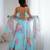 sky blue organza embroidered lehenga choli with free size upto 42