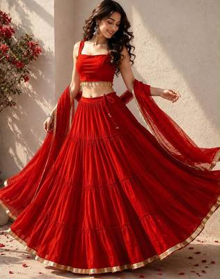 Red Navratri Lehenga Choli With Dupatta 1