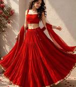 Red Navratri Lehenga Choli With Dupatta