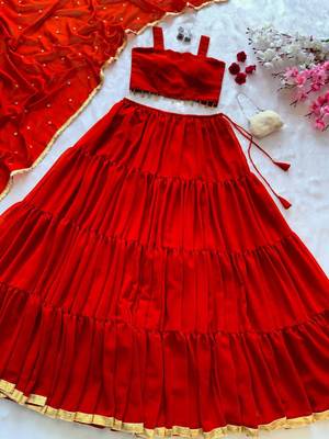 Red Navratri Lehenga Choli With Dupatta 2