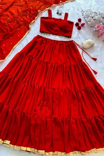 Red Navratri Lehenga Choli With Dupatta