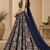 Navy Blue Printed With Sequin Work Georgette Lehenga Choli with Plain Dupatta