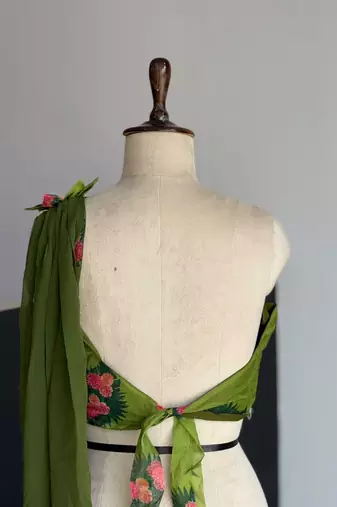 olive georgette embroidered traditional lehenga choli with free size upto 38