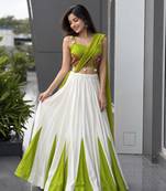 Green Mirror Navratri Lehnega Choli With Dupatta