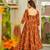 Orange digital printed muslin anarkali palazzo set with dupatta
