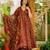 Maroon digital printed muslin anarkali palazzo set with dupatta