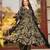 Black digital printed muslin anarkali palazzo set with dupatta