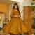 Mustard digital printed muslin anarkali palazzo set with dupatta