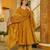 Mustard digital printed muslin anarkali palazzo set with dupatta