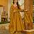 Mustard digital printed muslin anarkali palazzo set with dupatta