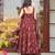 Maroon digital printed muslin anarkali palazzo set with dupatta