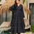 Black digital printed muslin anarkali gown set with dupatta
