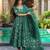 Teal green digital printed muslin anarkali gown set with dupatta