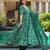 Teal green digital printed muslin anarkali gown set with dupatta