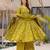 Green digital printed muslin anarkali palazzo set with dupatta