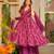 Magenta digital printed muslin anarkali palazzo set with dupatta