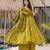 Green digital printed muslin anarkali palazzo set with dupatta