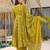 Green digital printed muslin anarkali palazzo set with dupatta