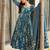 Teal blue digital printed muslin anarkali gown set with dupatta