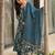Teal blue digital printed muslin anarkali gown set with dupatta
