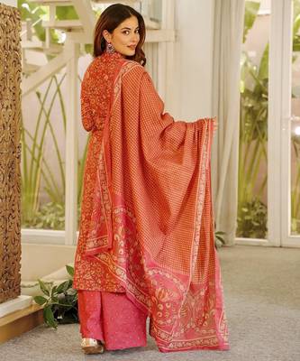 Coral digital printed cambric cotton straight kurta set with dupatta 3