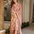 Peach digital printed cambric cotton straight kurta set with dupatta