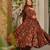 Brown digital printed muslin anarkali gown set with dupatta