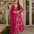 Magenta digital printed muslin anarkali gown set with dupatta