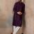 men   s purple silk blend jacquard pattern straight kurta trouser set