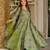 Green digital printed muslin anarkali gown set with dupatta