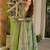 Green digital printed muslin anarkali gown set with dupatta
