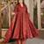 Maroon digital printed muslin anarkali palazzo set with dupatta