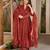 Maroon digital printed muslin anarkali palazzo set with dupatta