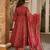 Maroon digital printed muslin anarkali palazzo set with dupatta