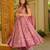 Magenta digital printed muslin anarkali palazzo set with dupatta