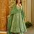 Olive digital printed muslin anarkali palazzo set with dupatta