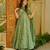 Olive digital printed muslin anarkali palazzo set with dupatta