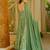 Olive digital printed muslin anarkali palazzo set with dupatta