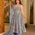 Sky blue digital printed muslin anarkali gown set with dupatta