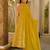 Mustard digital printed muslin anarkali gown set with dupatta