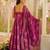 Magenta digital printed muslin anarkali gown set with dupatta